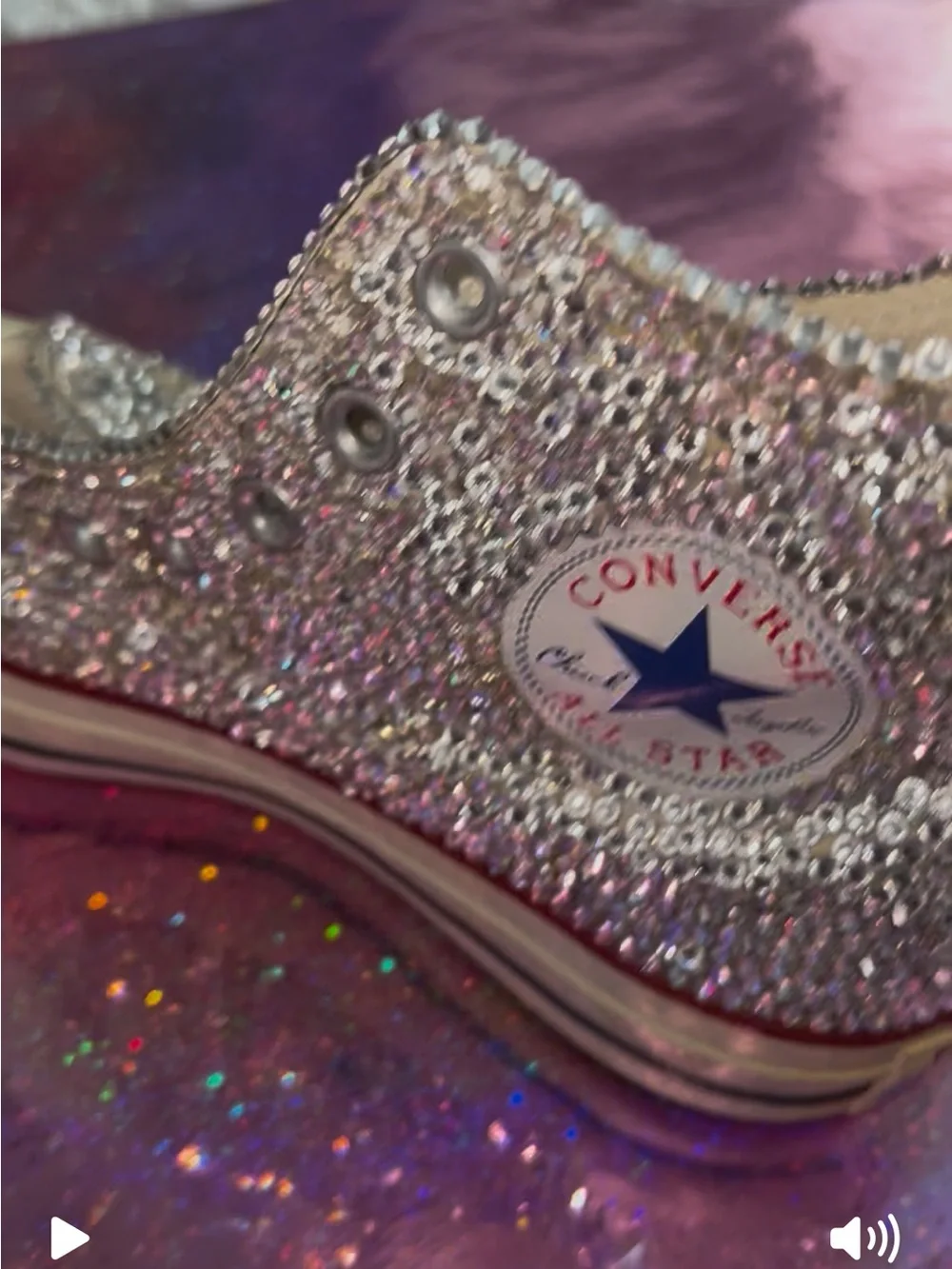 Converse Women Silver Authentic Swarovski Crystals Chuck Taylor Sneakers✨💎✨